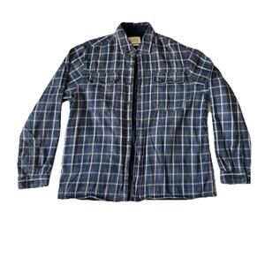 Boston Traders Men's - Blue Plaid Sherpa Lined Flannel Shirt Jacket - Size XL EG